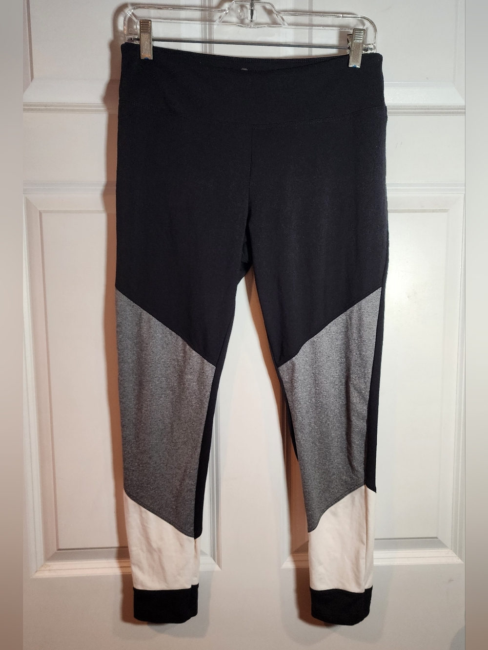 Balance Collection Tri-Color Active Leggings - Black, Gray & White L